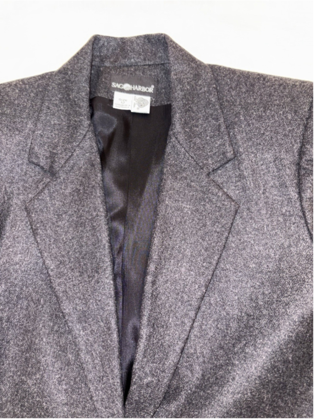 SagHarbor Woman’s Blazer Wool Jacket Size 12-Dark Charcoal Gray-100% Wool-Office - Picture 3 of 9